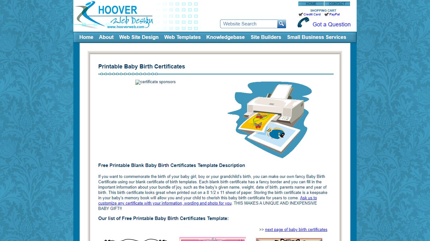 Free Printable Blank Baby Birth Certificates Templates - Hoover Web Design