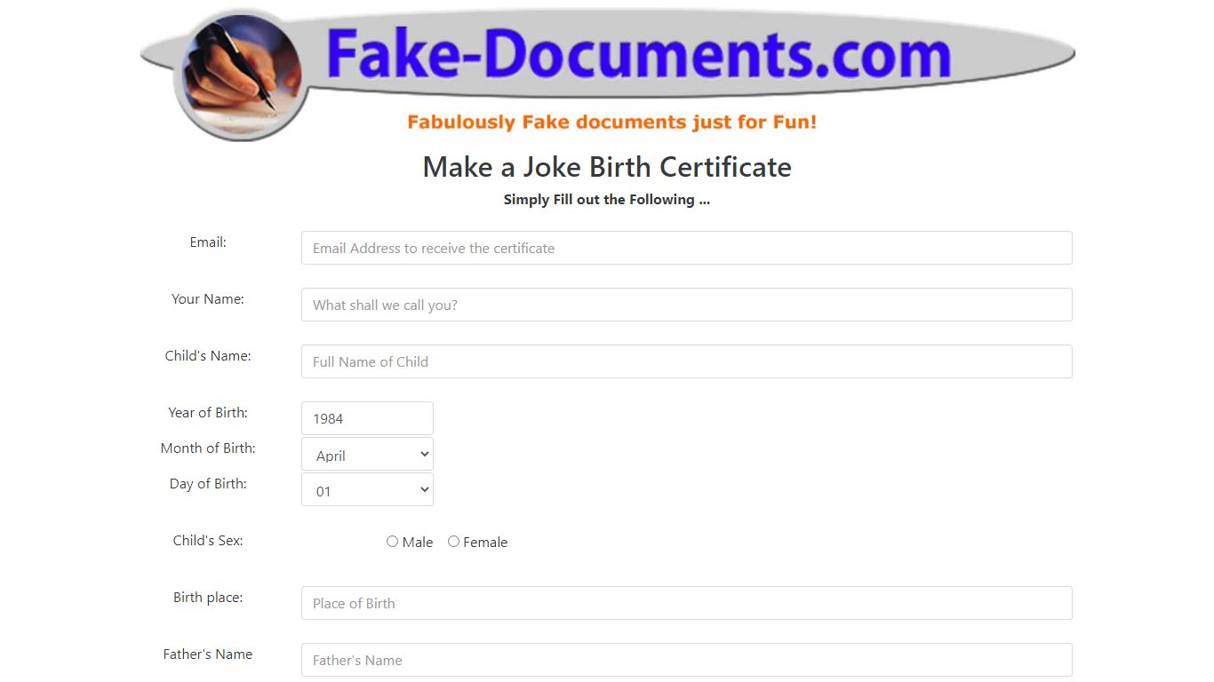 Make a Fake Birth Certificate
